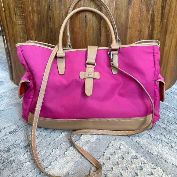 Etienne Aigner Pink Nylon Purse Handbag Crossbody Flaws D - Picture 1 of 16